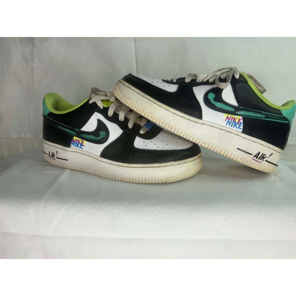 Nike Air Force 1 Low LV8 GS White Black Washed Teal DX3349-100 Mens 6.5Y Shoes